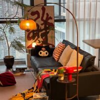 American Retro Pumpkin Storage Floor Lamp – 2025 New Model, Ambient Light for Living Room or Sofa Side, Mid-Century Decorative Standing Lamp